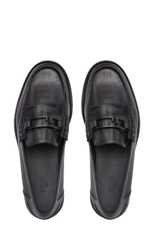 Fendi Logo-plaque Leather Loafers In Black