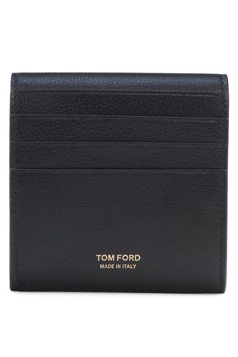 Double T Leather Card Holder, Alternate, color, BLACK