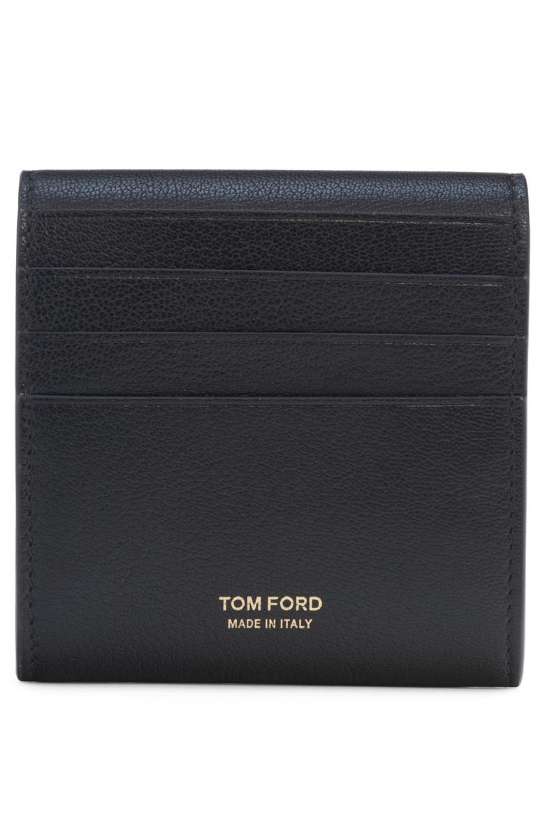 TOM FORD Double T Leather Card Holder, Alternate, color, Black