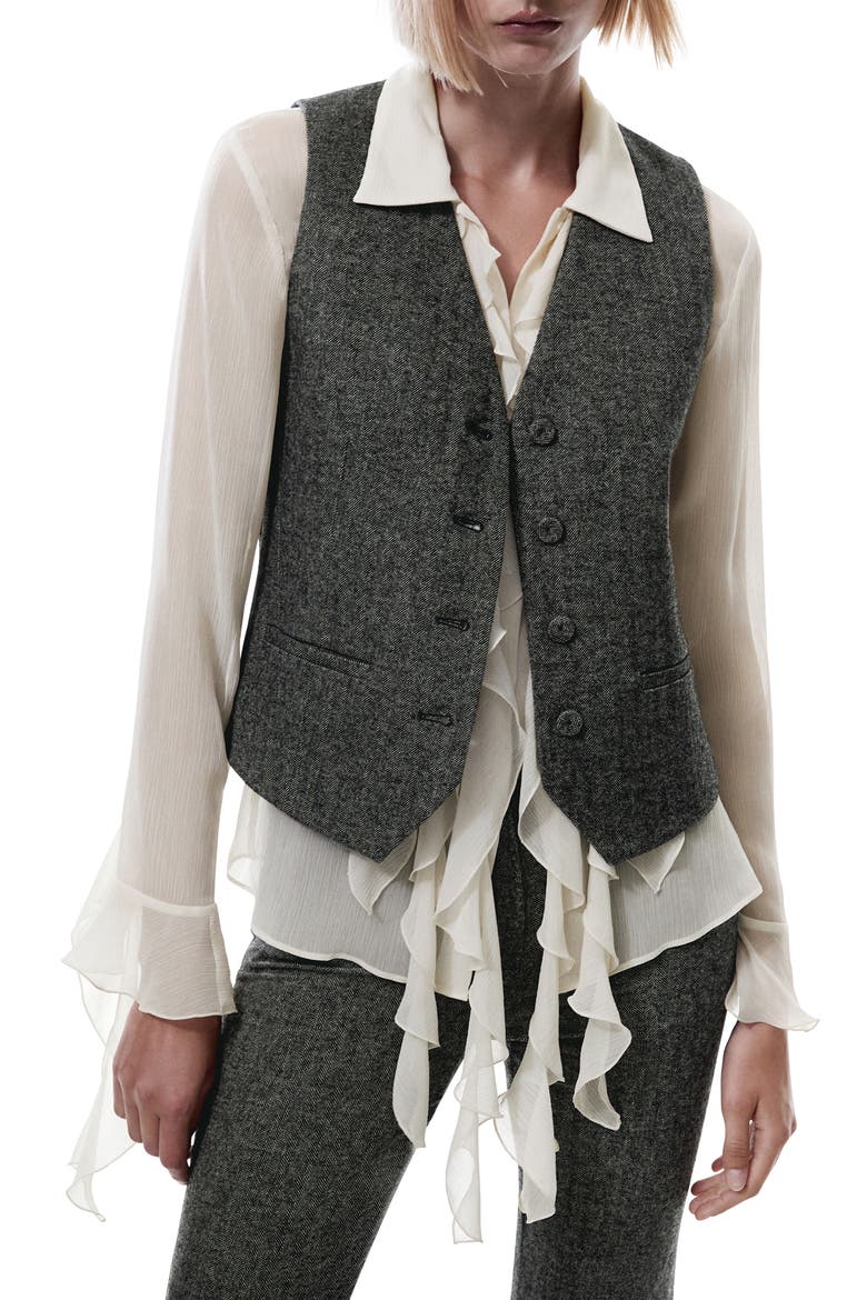 Herringbone Tweed Suit Vest, Main, color, GREY