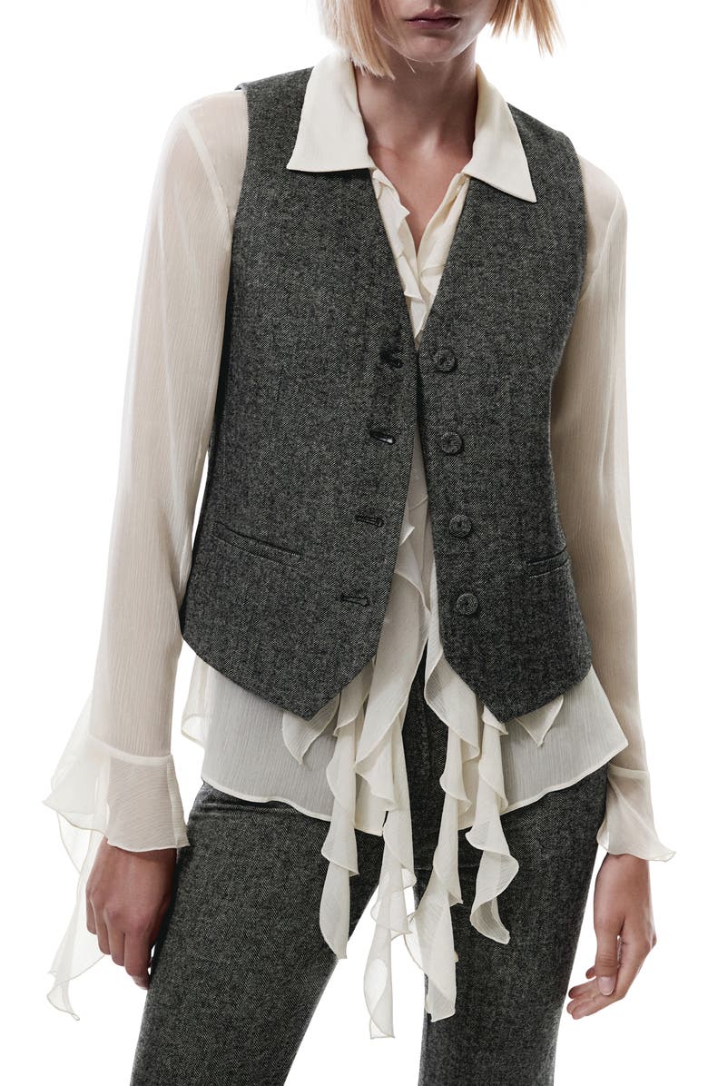 MANGO Herringbone Tweed Suit Vest, Main, color, 