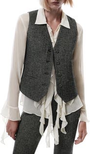 MANGO Herringbone Tweed Suit Vest