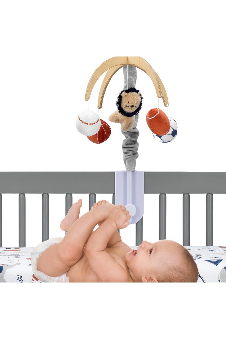 Hall of Fame Lion/Sports Balls Musical Baby Crib Mobile Soother Toy, Alternate, color, Multicolor