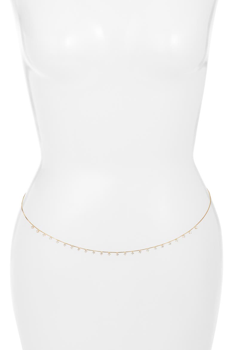 French Riviera Cubic Zirconia Belly Chain, Main, color, GOLD