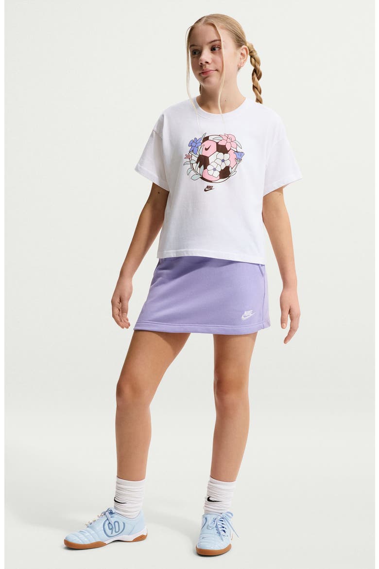 Kids' Sportswear Essential Soccer Boxy Graphic T-Shirt, Main, color, WHITE