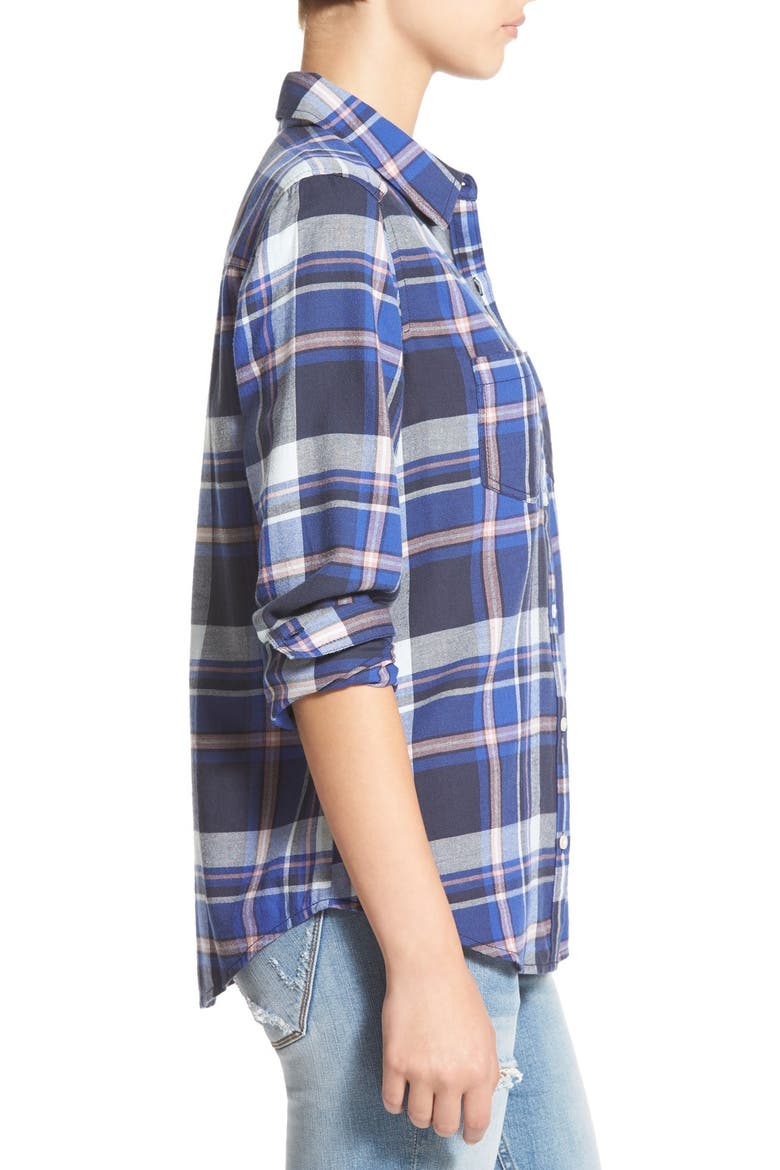 Plaid Flannel Shirt, Alternate, color, BLUE MARINE JENNA PLAID
