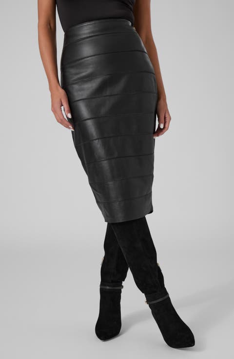 Shayna Leather Midi Pencil Skirt