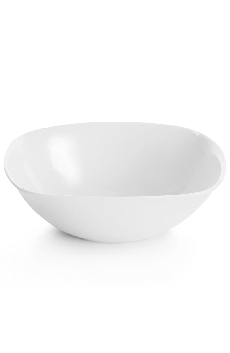 Gibson Ultra Ultra Piazza 18 Piece Soft Square Tempe Opal Glass Dinnerware Set, Alternate, color, White