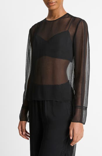 Sheer Lace Trim Top