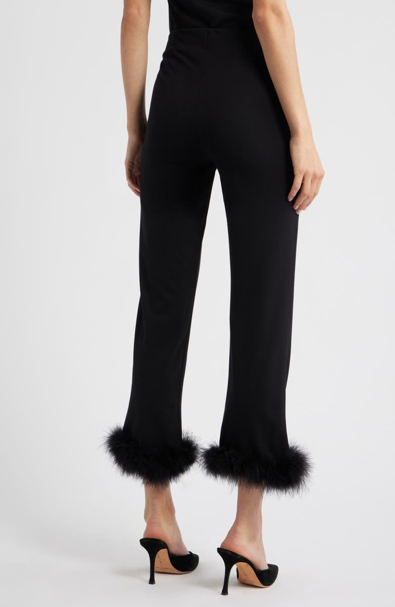 MANGO Feather Hem Capri Pants, Alternate, color, Black