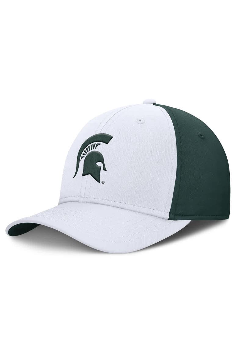 Men's Nike White/Green Michigan State Spartans 2025 Sideline Rise Local Performance Flex Hat, Alternate, color, White