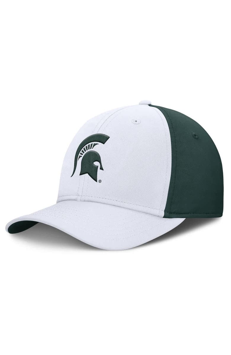 Nike Men's Nike White/Green Michigan State Spartans 2025 Sideline Rise Local Performance Flex Hat, Alternate, color, White