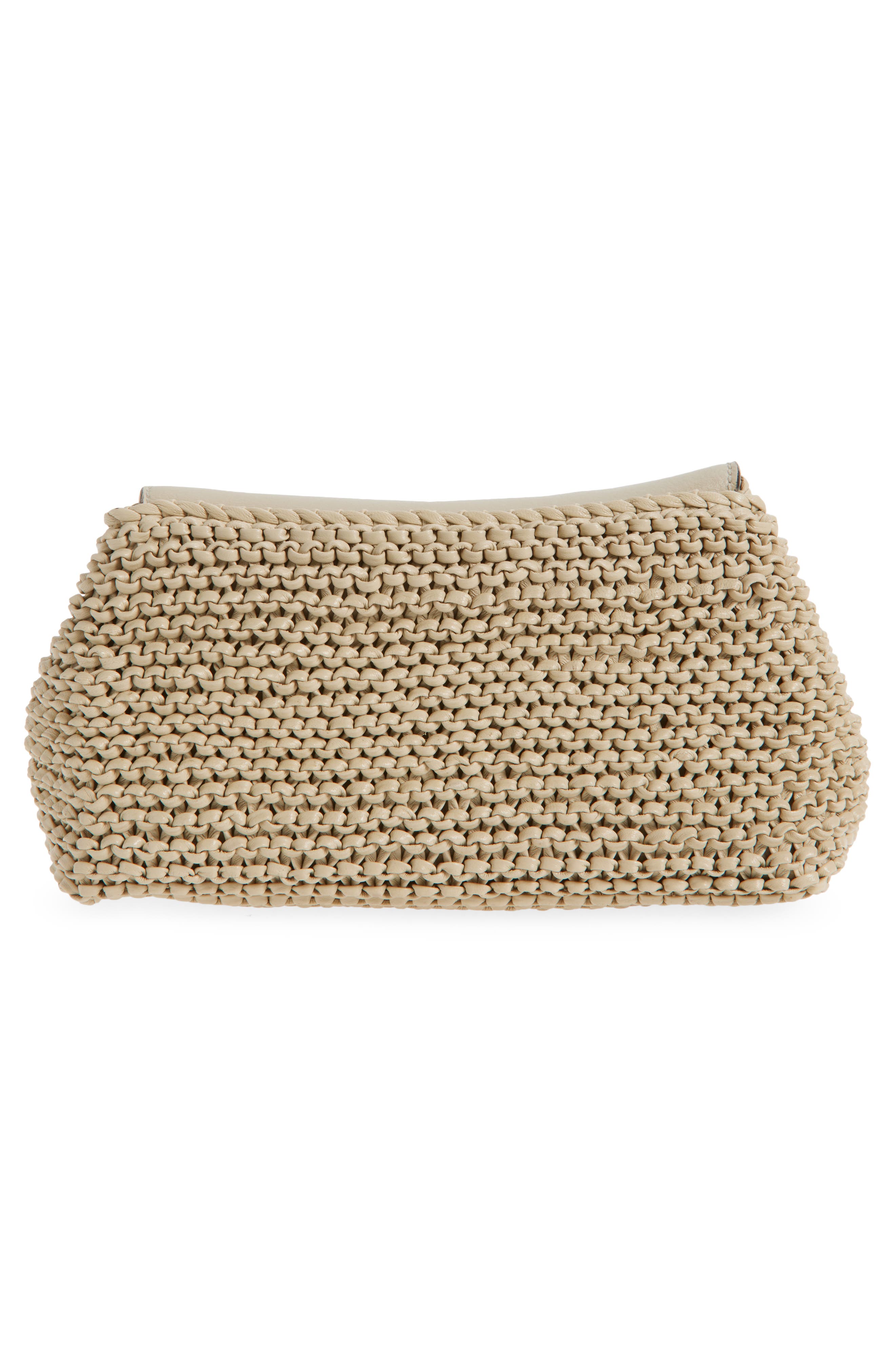 Mini T-Lock Knit Leather Clutch, Alternate, color, FAWN