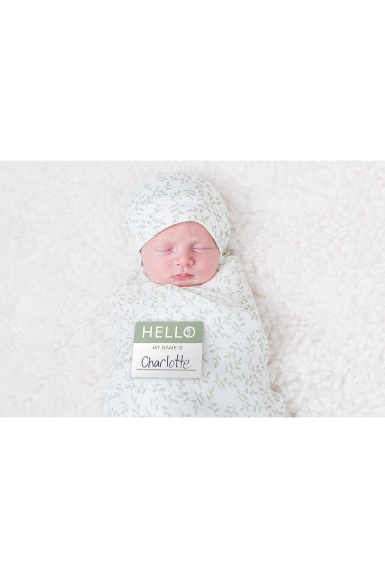 Hello World Hat & Swaddle Set, Alternate, color, Greenery