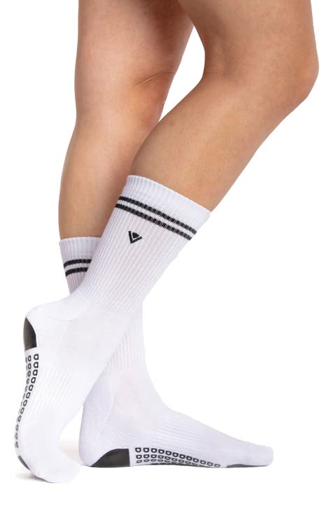 Stripe Gripper Cotton Blend Crew Socks