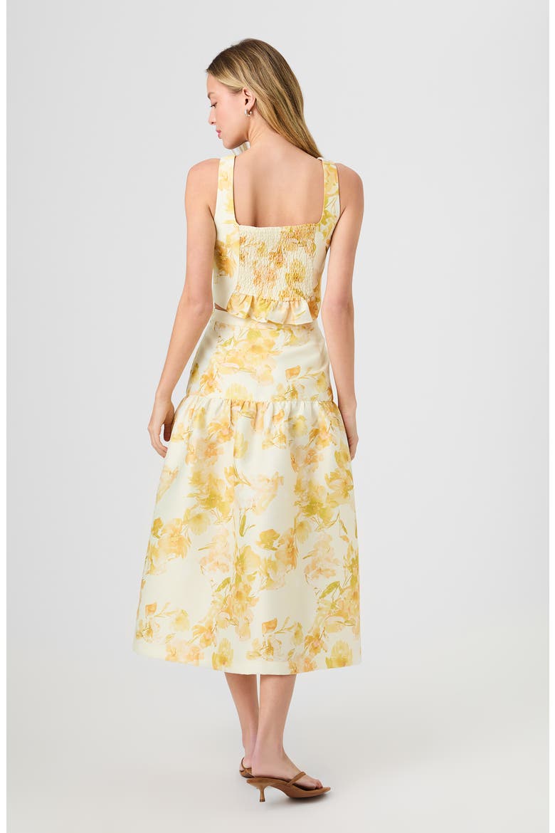 Sophie Floral Sleeveless Taffeta Crop Top, Alternate, color, DAISY YELLOW SOPHIE FLOWER