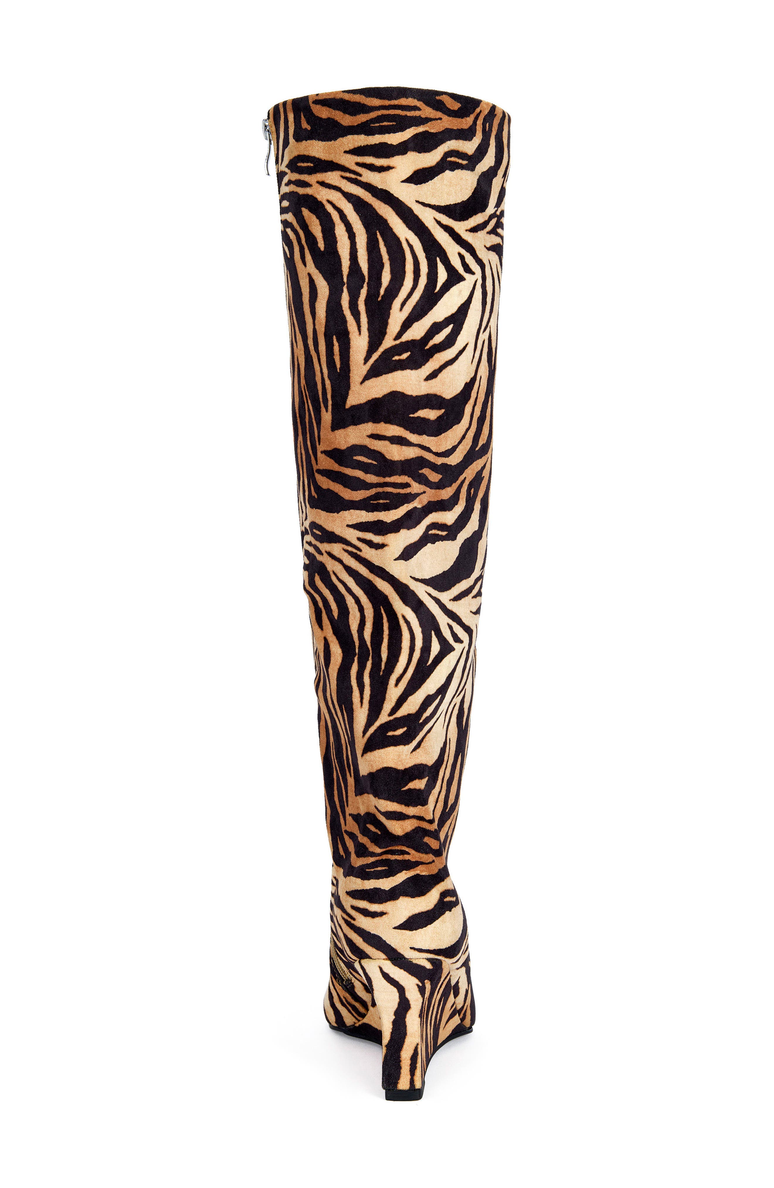 Knee High Animal Print Wedge Boot, Alternate, color, ORANGE MULTI