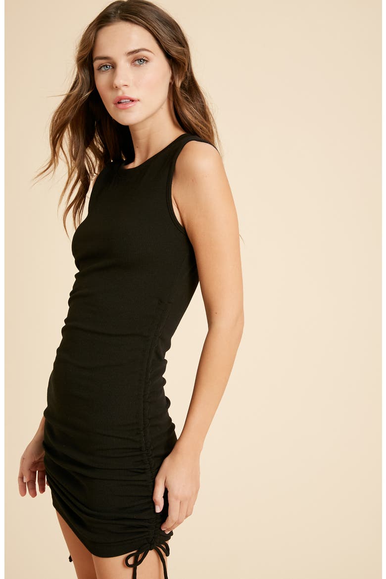 Side Ruched Tank Minidress, Alternate, color, BLACK