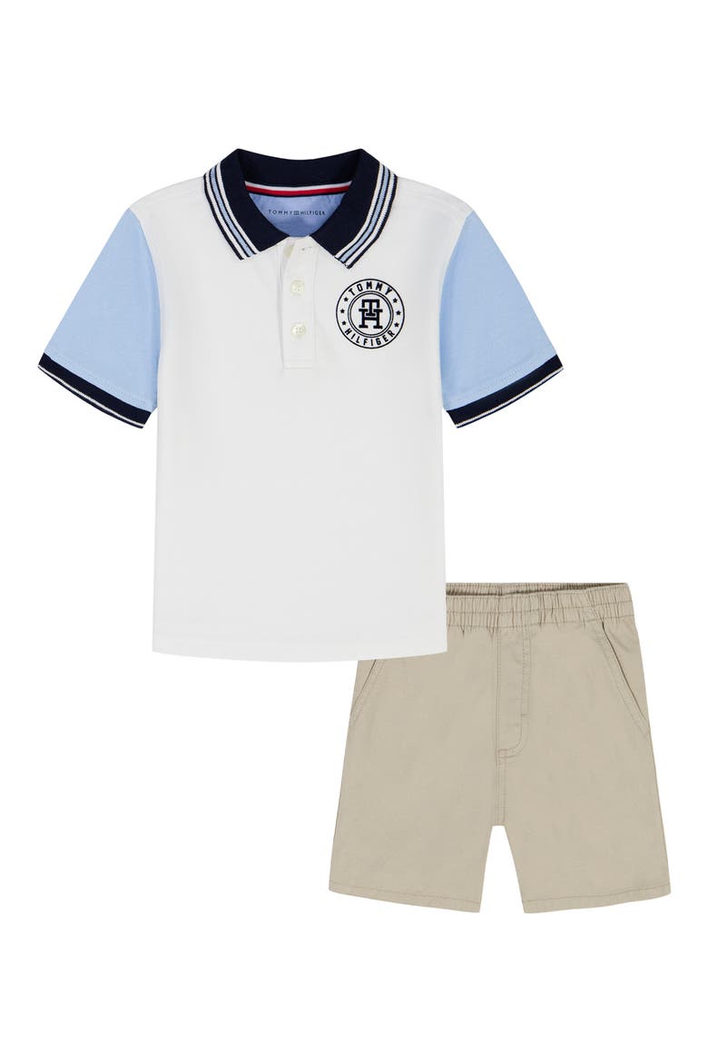 Kids' Polo & Chino Shorts Set, Main, color, WHITE