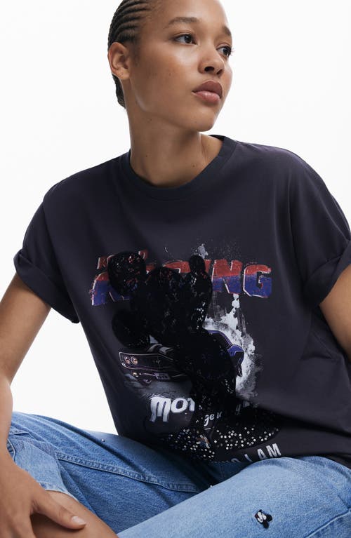Desigual Graphic T-shirt In Gray