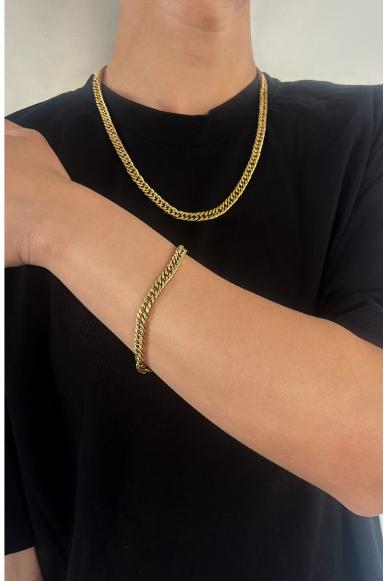 Men's 18K Gold Plated Stainless Steel Curb Chain Necklace, Alternate, color, GOLD
