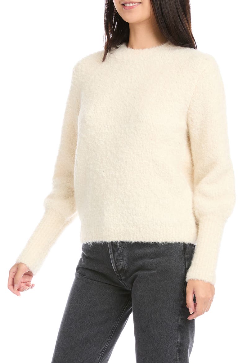 Bouclé Crewneck Sweater, Alternate, color, CREAM