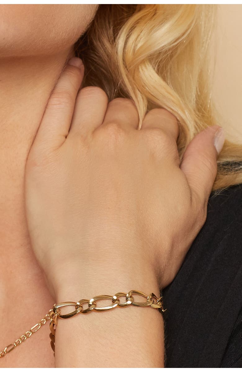 Oradina 14K Yellow Gold 1956 Alternating Link Bracelet, Alternate, color, 