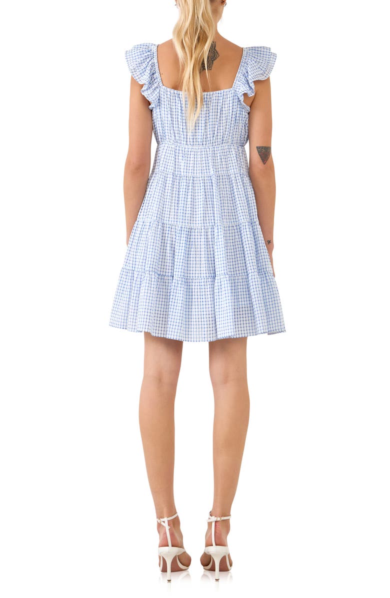 English Factory Check Print Tiered Minidress, Alternate, color, Blue
