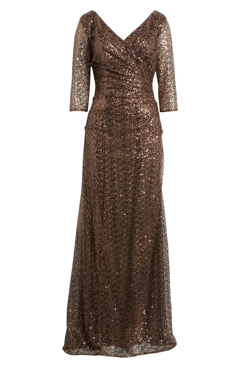 La Femme Ruched Sequin Gown, Alternate, color, 
