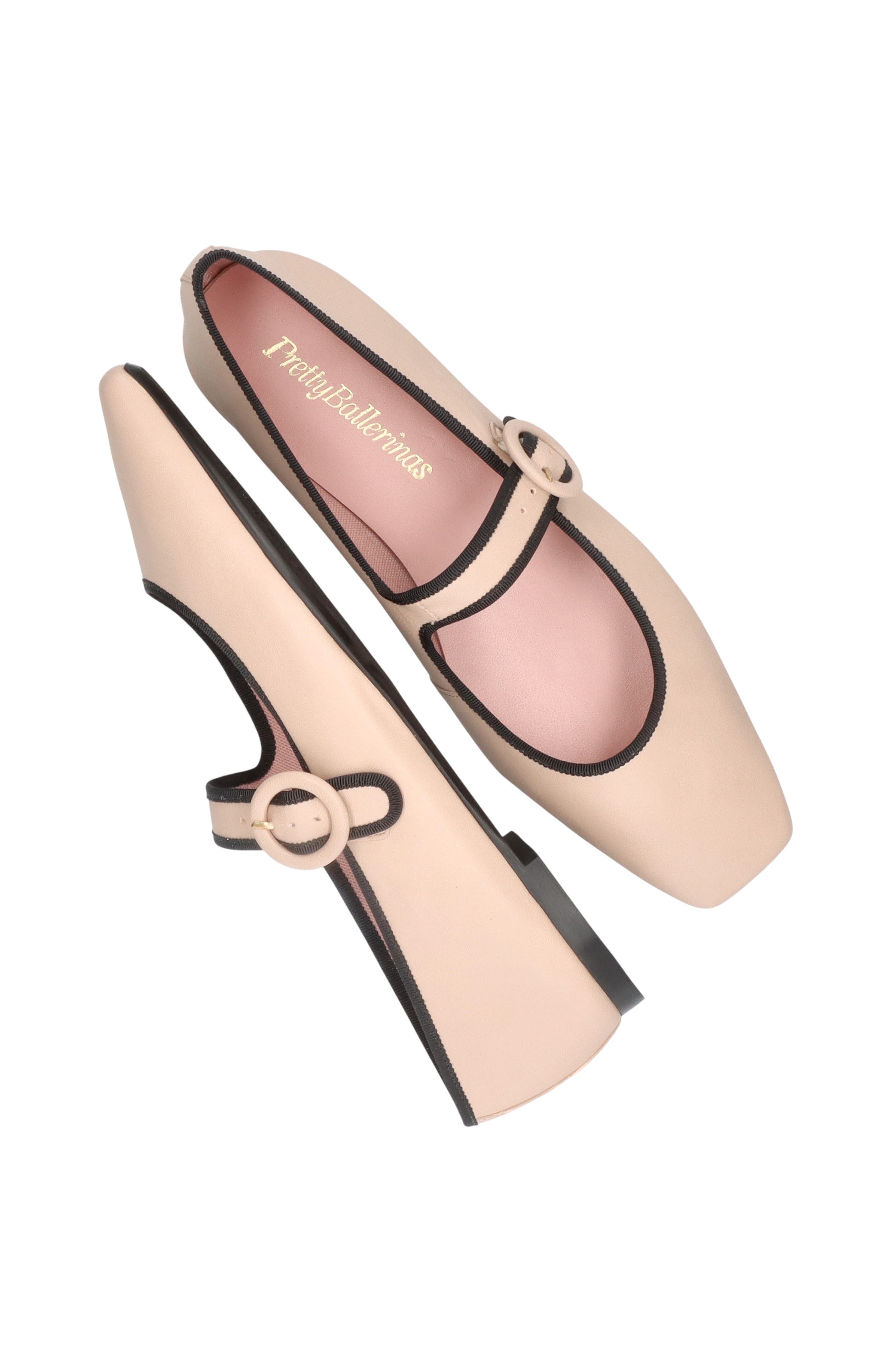 Pretty Ballerinas Square Toe Leather Mary Jane, Alternate, color, Beige