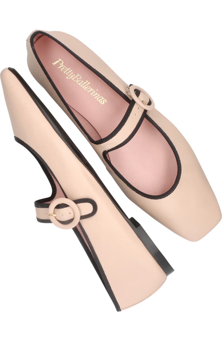 Pretty Ballerinas Square Toe Leather Mary Jane, Alternate, color, Beige