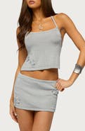 EDIKTED Teagyn Backless Metallic Tank