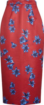 Emilia Wickstead Lorelei Festive Lilies Faille Midi Skirt