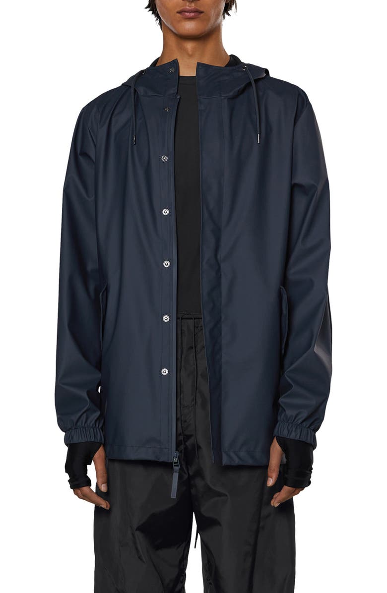 Rains Fishtail Hooded Waterproof Rain Jacket, Main, color, Navy