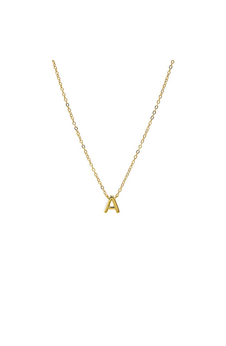 BY ADINA EDEN Solid Thin Bubble Initial Pendant Necklace, Main, color, Gold - A