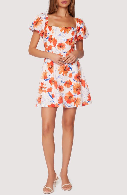 Lost + Wander Poppy Blooms Mini Dress In White Orange Floral In Multi