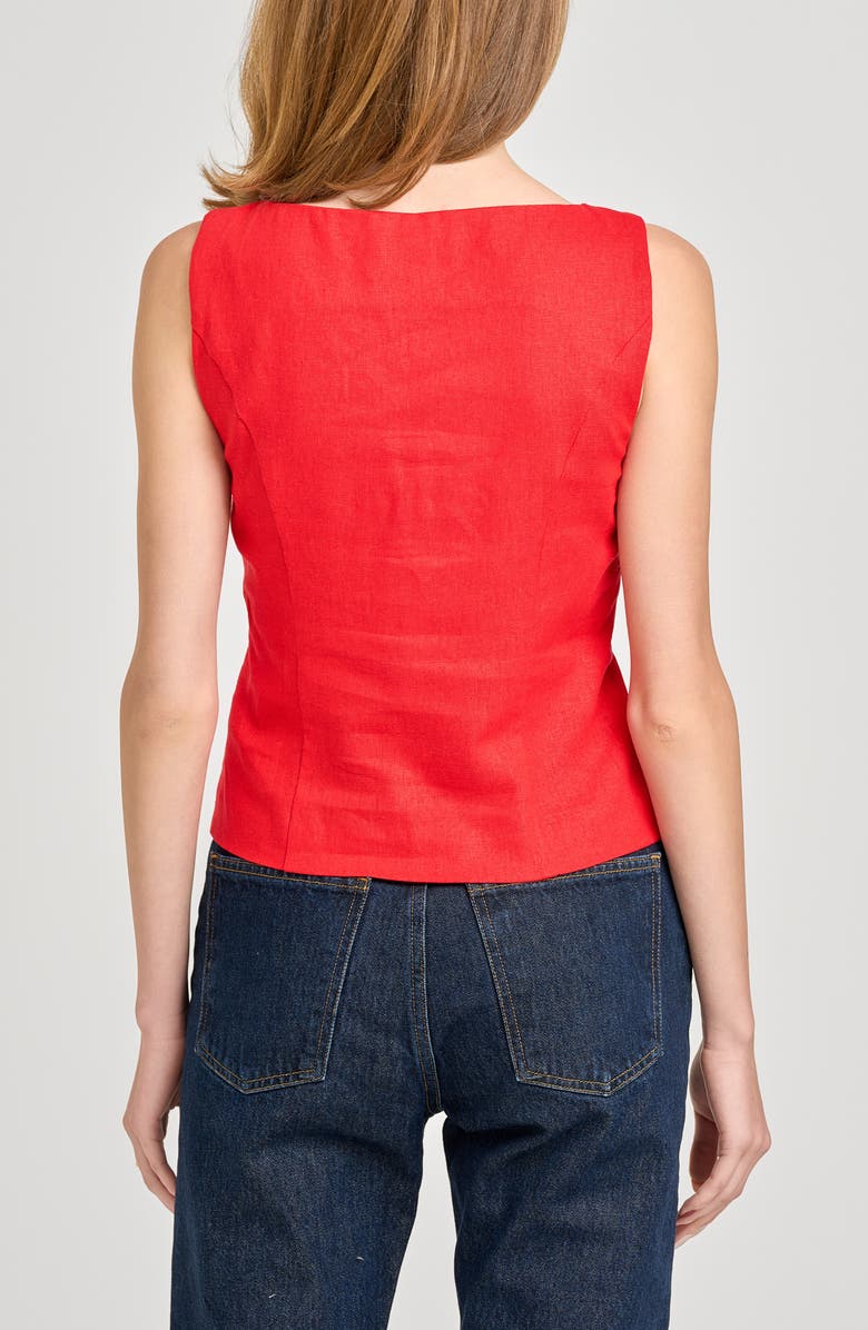 WAYF Vera Sleeveless Linen Blend Button-Up Top, Alternate, color, Red