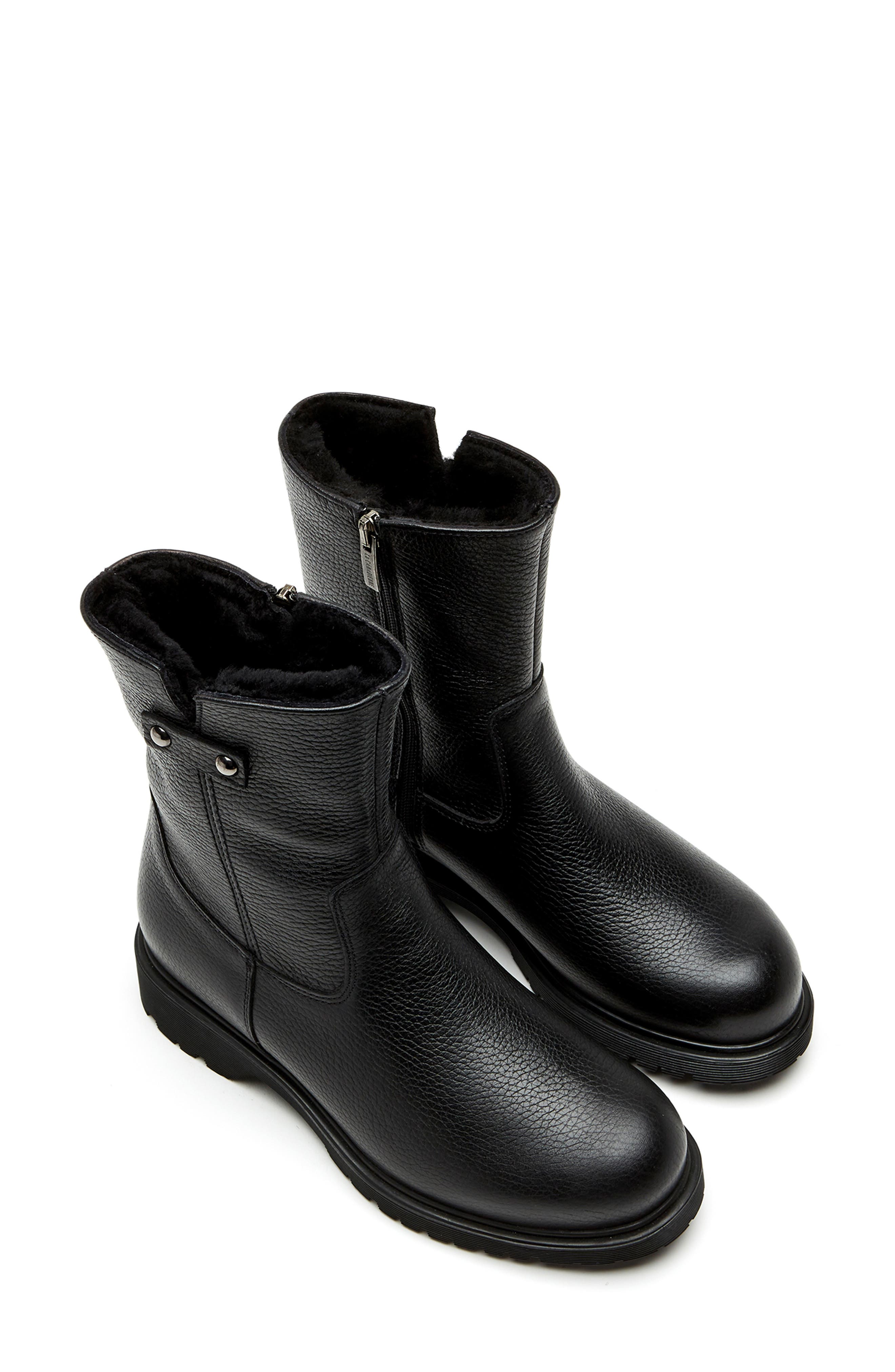 La Canadienne Hogan City Dry<sup>™</sup> Waterproof Genuine Shearling Lined Boot, Alternate, color, Black Pebble Leather