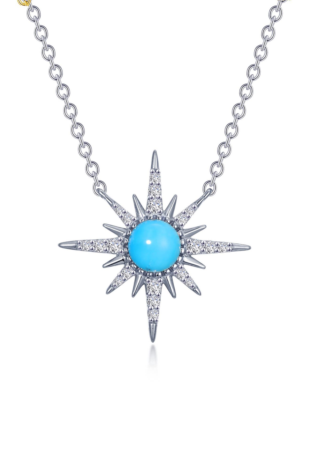 Lafonn Simulated Turquoise Sunburst Pendant Necklace