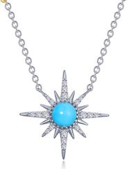 Lafonn Simulated Turquoise Sunburst Pendant Necklace