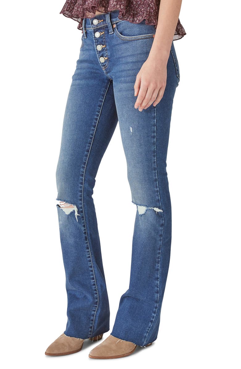 Lucky Brand Sweet Exposed Button Bootcut Jeans, Alternate, color,