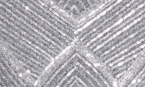 St John St. John Collection Sequin Chevron Embellished A-line Skirt In Grey Melange/silver