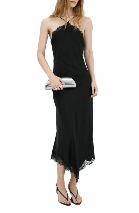 Lace Sleeveless Satin Maxi Dress