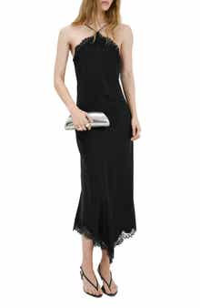 Lace Sleeveless Satin Maxi Dress
