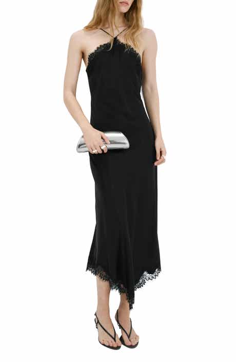 Lace Sleeveless Satin Maxi Dress