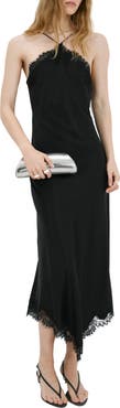MANGO Lace Sleeveless Satin Maxi Dress