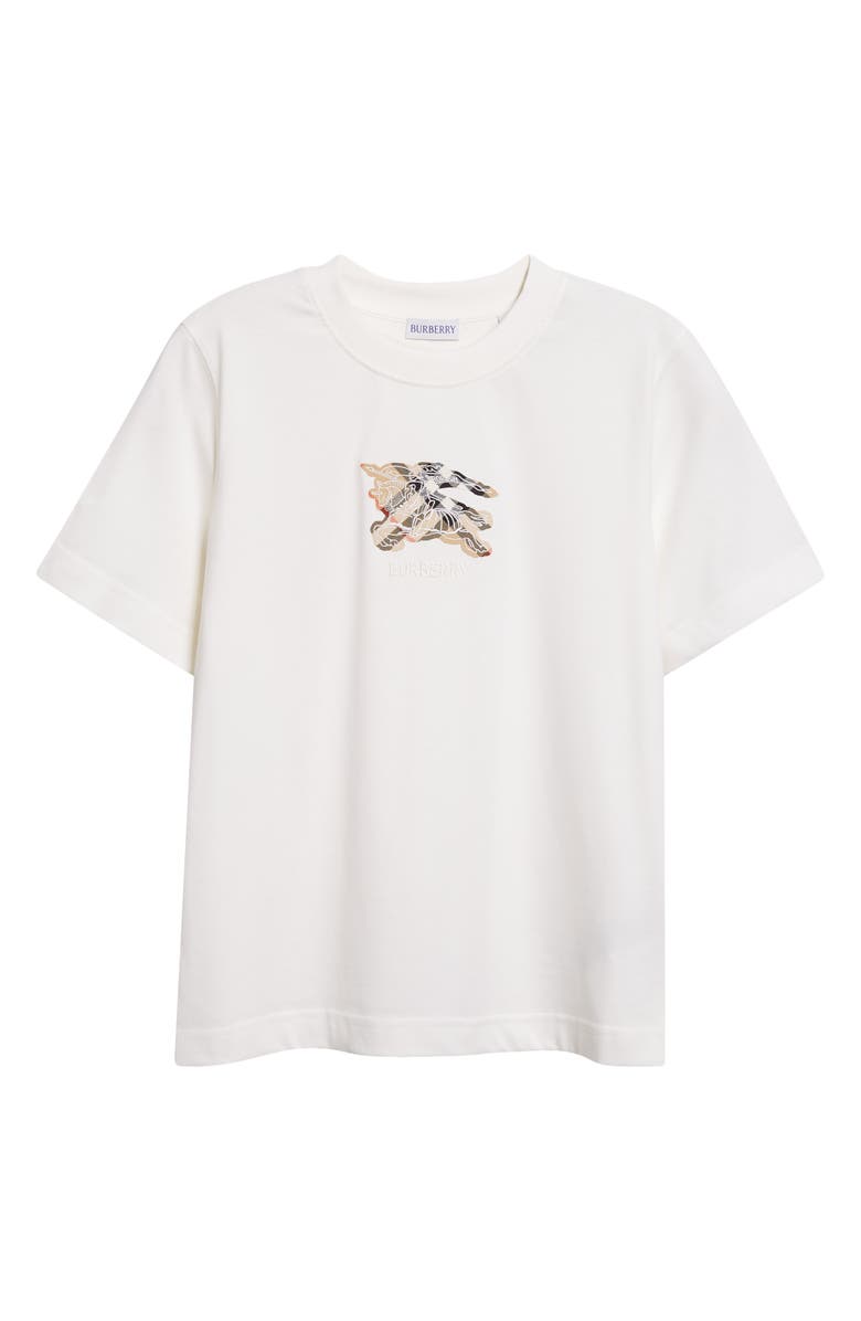 Burberry Frankie Embroidered EKD Cotton T-Shirt, Alternate, color, Chalk