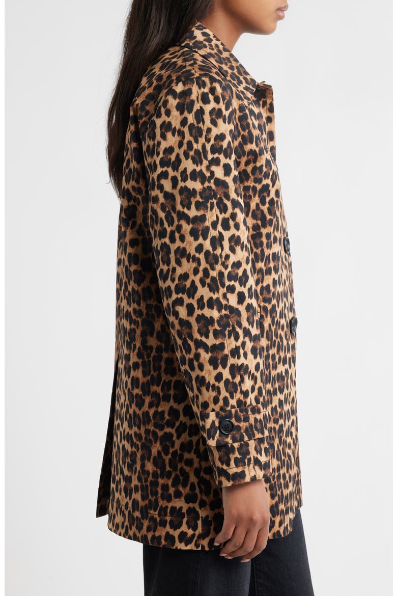Leopard Print Water Repellent Rain Jacket, Alternate, color, LEOPARD