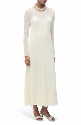 MANGO Mesh Overlay Long Sleeve Maxi Dress