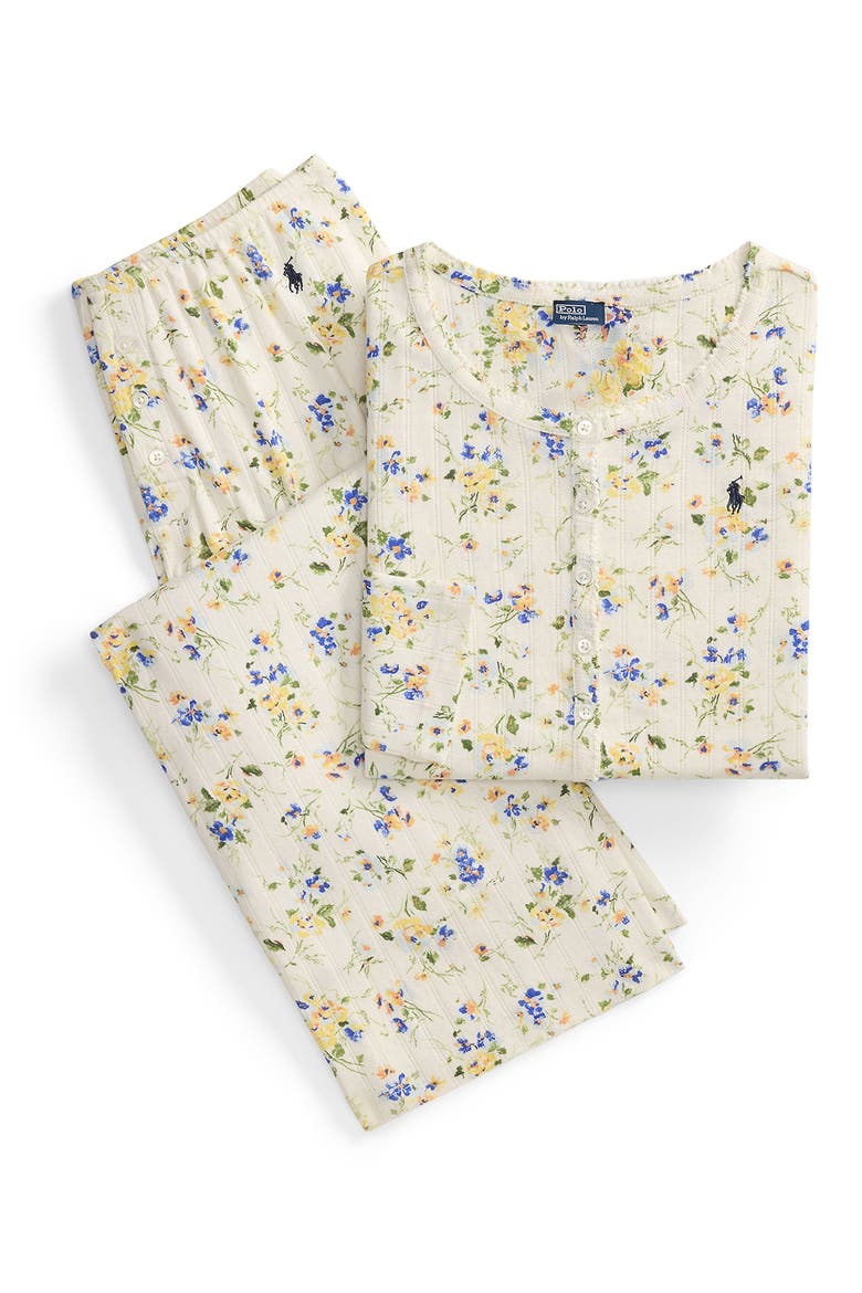 Henley Cotton Pajamas, Alternate, color, BOTANICAL FLORAL
